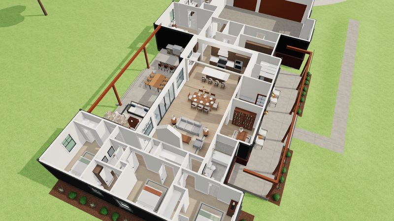 Iron Horse roof-off view showing the full furnished floor plan